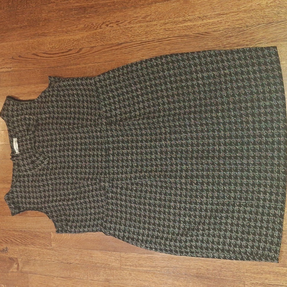 Black and Gray Houndstooth Dress With BOWTIE
